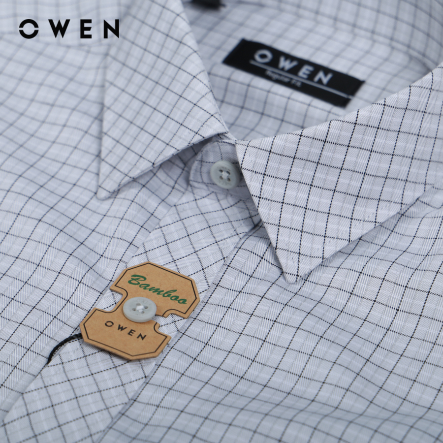 OWEN - Áo sơ mi nam Dài tay form Regular Fit chất liệu Bamboo Kẻ caro nhuyễn có túi - AR20894DT
