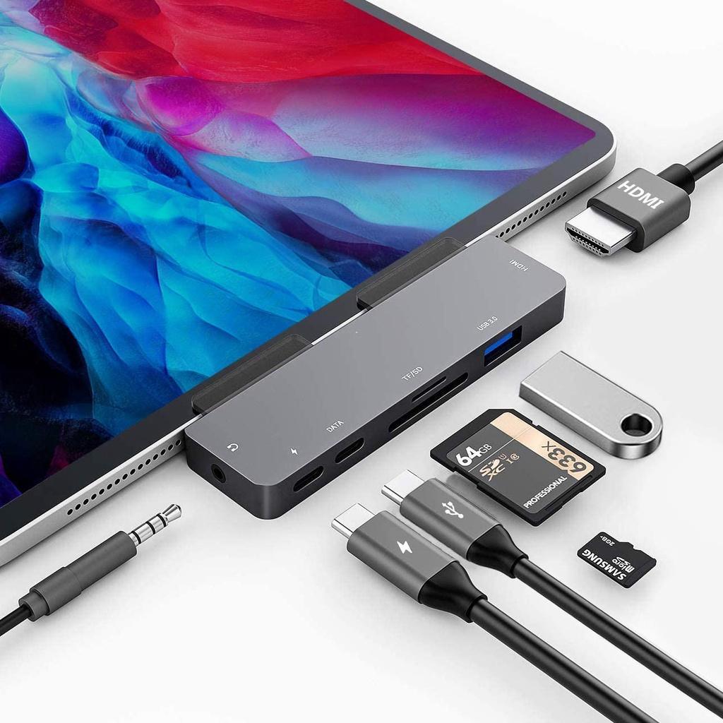 7 Trong 1 Bộ Chia Cổng USB Type C HUB Cho tablet táo Air 4 10,9 mini 6 Pro 11 12,9 2018 2020 2021 Cổng Tai Nghe 3.5mm