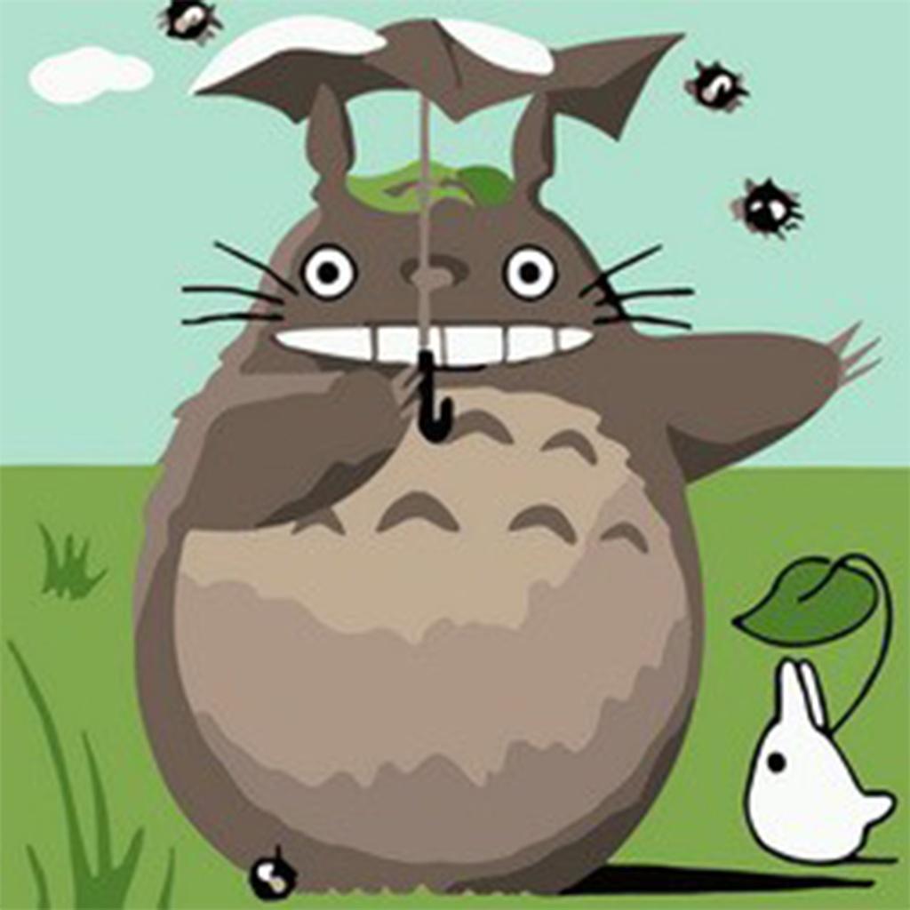 Tranh tô màu số hóa Hoạt Hình Nghộ Nghĩnh Size 20x20cm đã căng khung dành cho bé