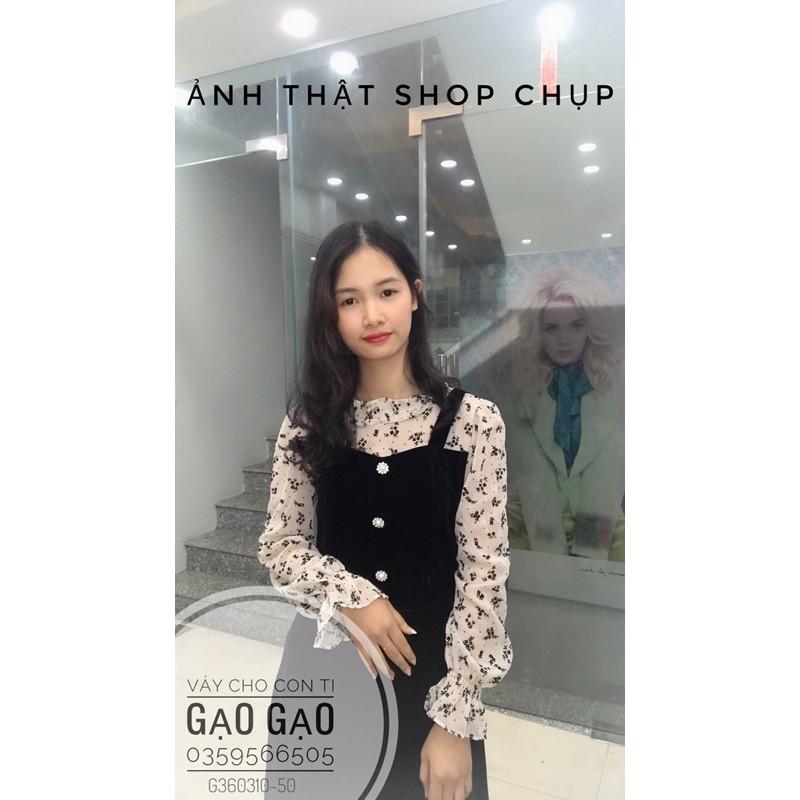 Váy nhung phối voan hoa sang chảnh KÈM ẢNH THẬT