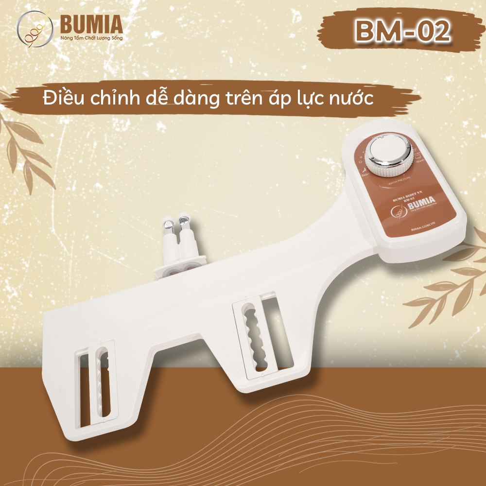 Vòi xịt vệ sinh thông minh Bumia bidet bm02, bảo hành 36 tháng, lắp đặt vào các loại bồn cầu có sẵn tại nhà, xịt rửa vs