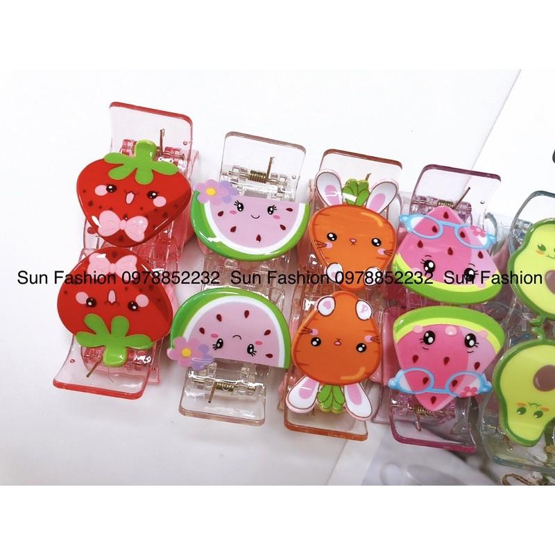 Kẹp càng cua trong suốt 3 răng, 5 răng hình thú, con vật, hoạt hình, trái cây, 12 con giáp màu sắc đáng yêu