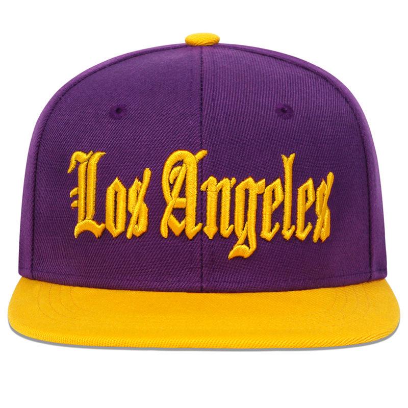 Los Angeles Hip Hop Cap Cotton Cotton Mũ Snapback cho người lớn Mũ bóng chày hoang dã Mùa hè Mũ Sun Casual Mũ xe tải Caps Color: Purple