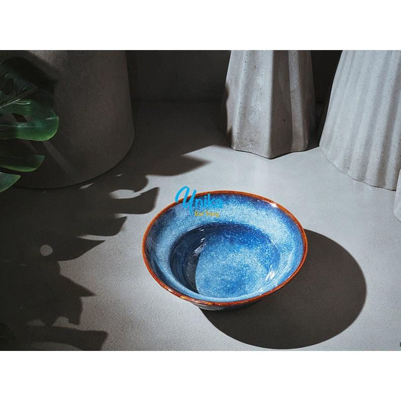 Bát tô loe có eo 4 size xanh hoả biến - Bát yêu xanh hoả biến 4 sze - Gốm Sứ Cao Cấp Bát Tràng