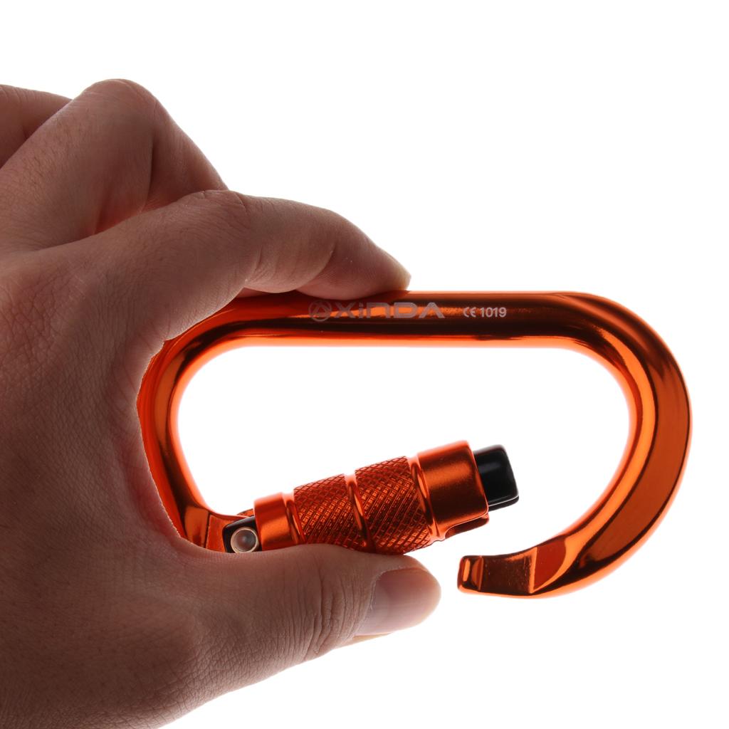 2Pc 25KN Aluminum Auto Locking Carabiner Oval- Hook for Rock Climbing Caving