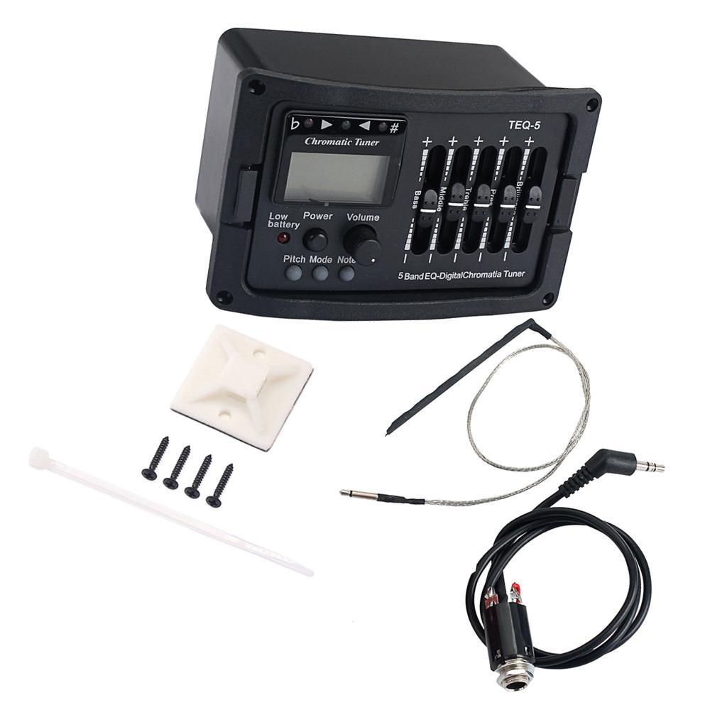 5-Band Acoustic Guitar Preamp EQ Piezo Pickup LCD Tuner for Guitar Parts Accessories