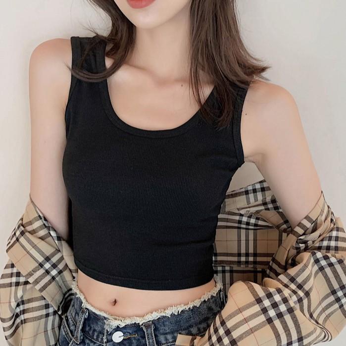 Áo thun ba lỗ nữ, áo thun croptop vải cotton co giãn thoáng mát