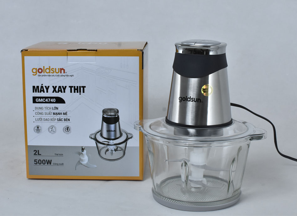 Máy xay thịt đa năng Goldsun công suất 500W dung tích 2L cối xay thủy tinh - Hàng chính hãng Goldsun