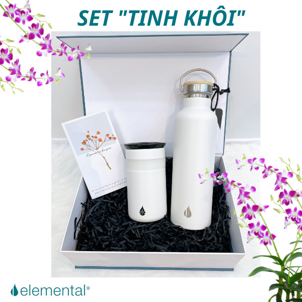 Bình giữ nhiệt Elemental cao cấp, set quà Tinh Khôi,quà tặng ý nghĩa tặng người thân