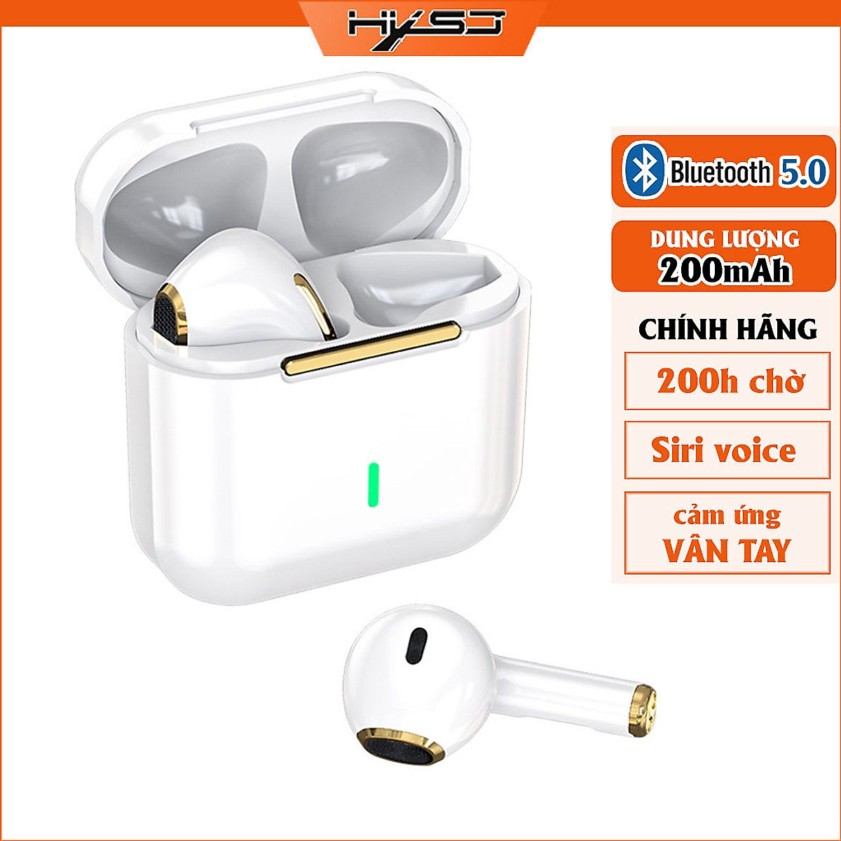 Tai Nghe True Wireless Smart Touch Bluetooth điều khiển cảm ứng hỗ trợ nghe đơn hoặc đôi 2 bên tai với micro HD chống ồn dành cho smartphones - Hàng Chính Hãng