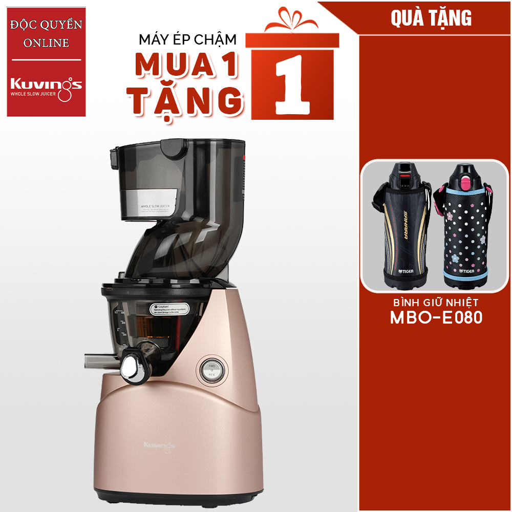 Máy ép trái cây tốc độ chậm Kuvings NS-924CBC2 Màu hồng - TẶNG BÌNH GIỮ NHIỆT TIGER MBO-E080 - Hàng chính hãng