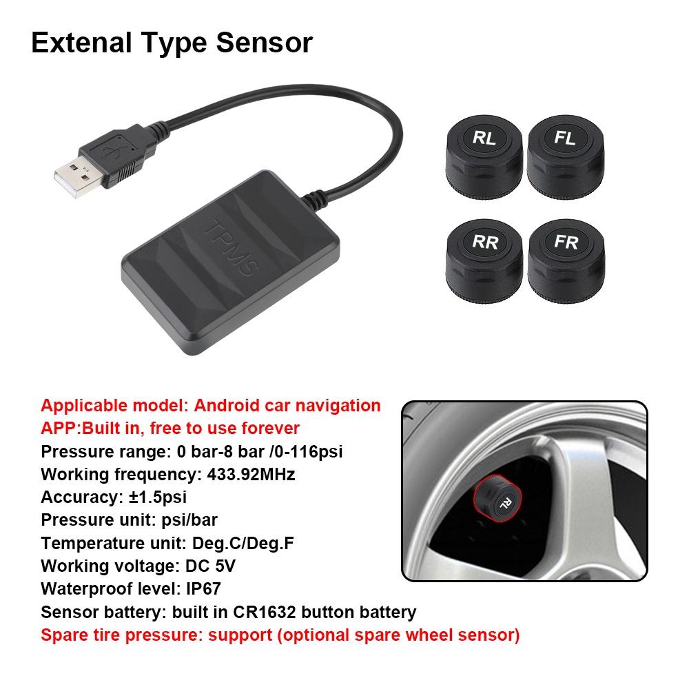 Hệ thống cảm biến áp suất bánh xe bên trong USB TPMS cho xe hơi