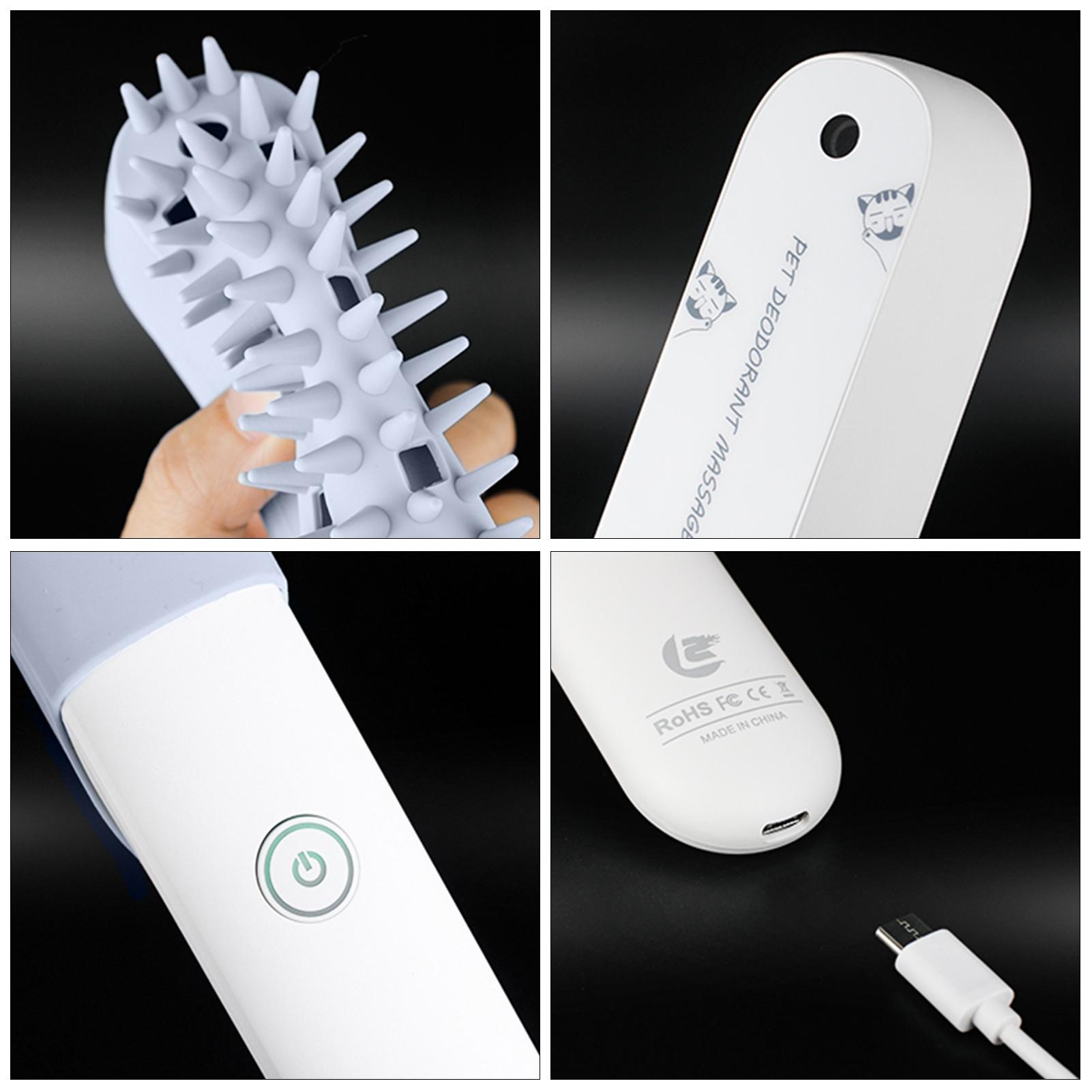 Bàn chải massage 2 trong 1 có chức năng khử mùi, lược silicon mềm để chải lông cho thú cưng