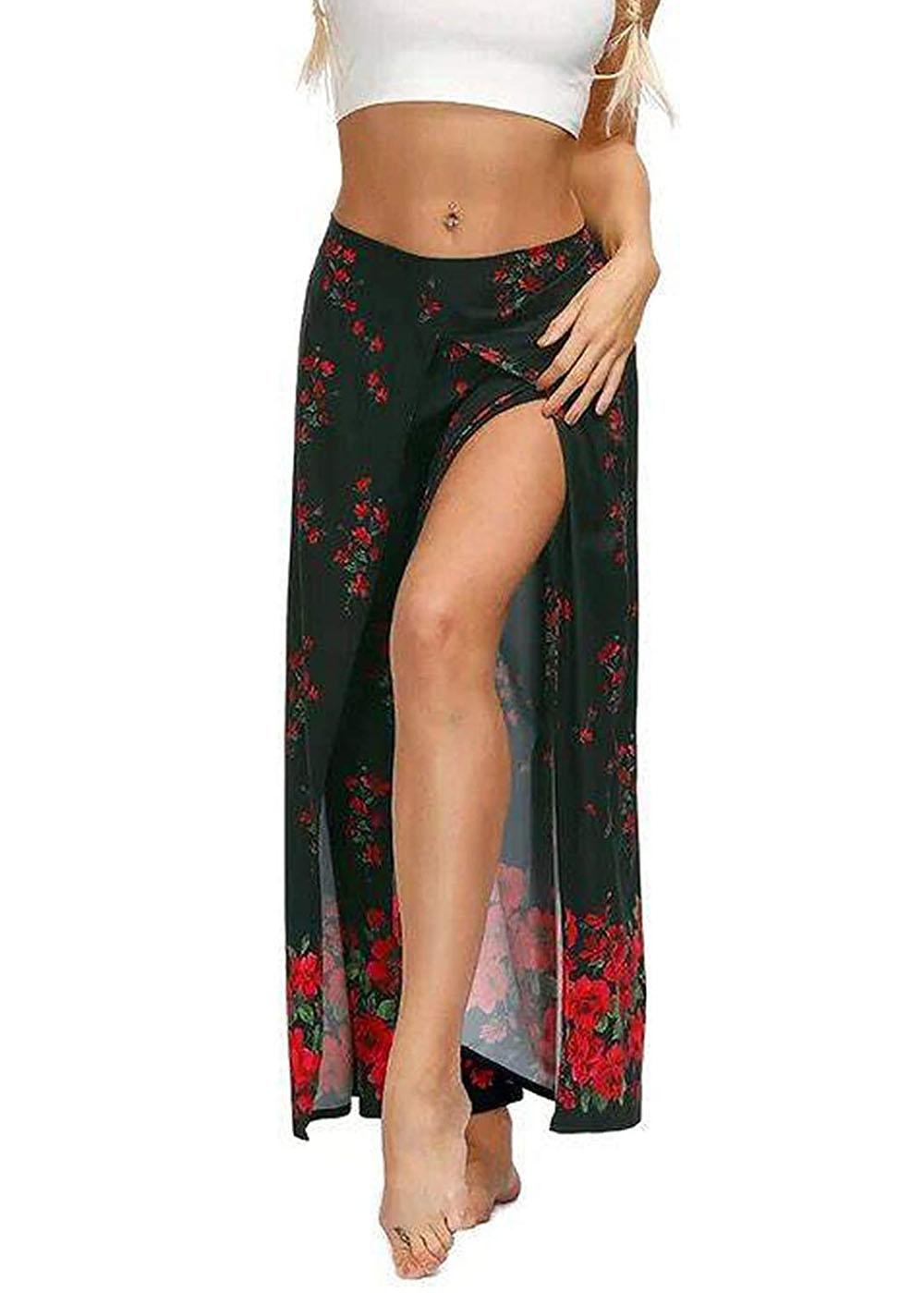 Palazzo Xẻ Quần Ống Rộng Thể Thao Nữ Casual Bãi Biển Boho Tập Yoga Hippie Bohemian Philatô Plus
