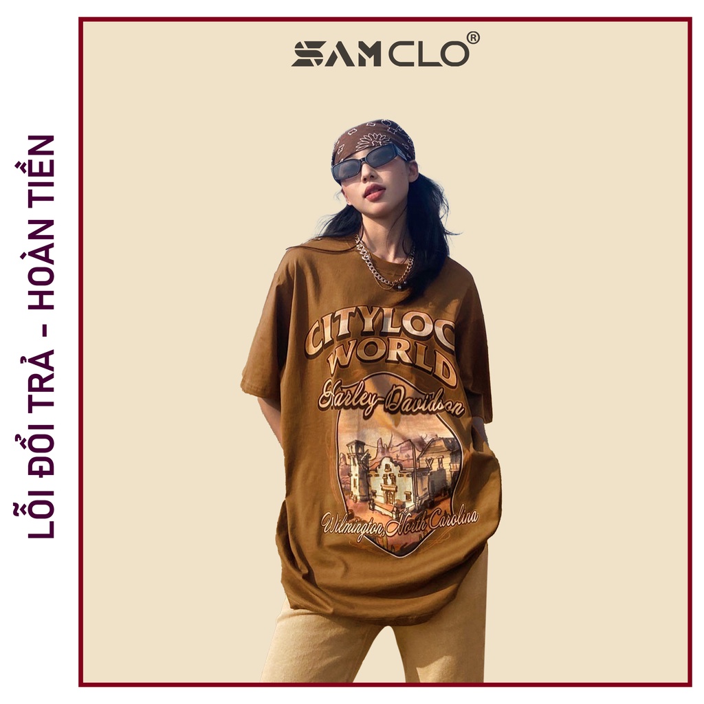 Áo thun nam nữ tay lỡ SAM CLO phông form rộng dáng Unisex - áo lớp, nhóm, couple in hình thành phố CITYLOCO WORLD