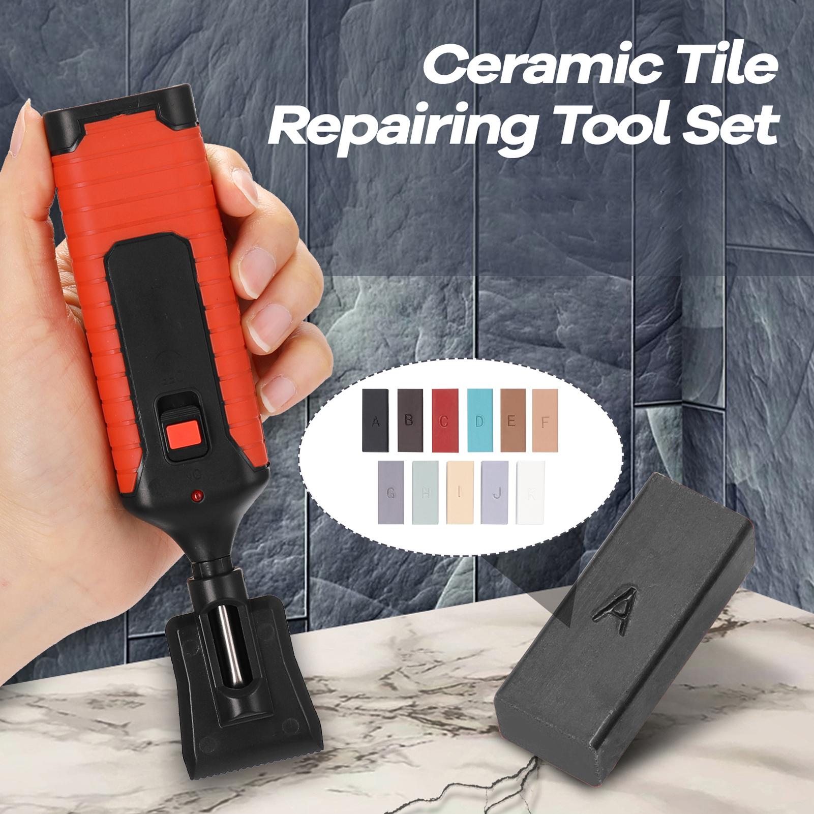 Ceramic Tile Repairing Tool Set Multifunction DIY Repairing Tool Set Household Home Tools Convenient Labor Saving Scratch Repairing Crack Fill Tile Surface Repairing Tool Set with 11 Wax Bars