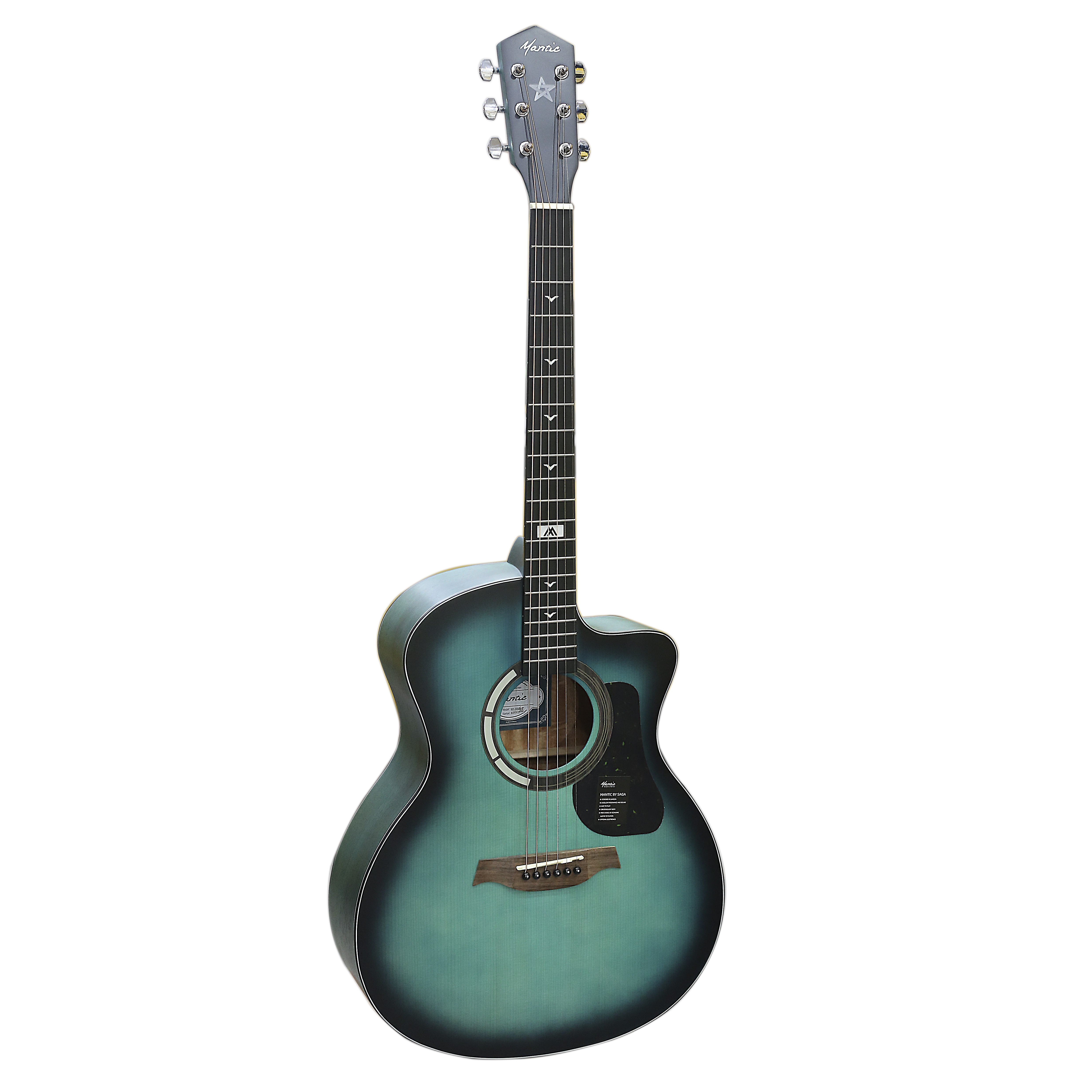 Đàn Guitar Acoustic GT-1GCGR Xanh Viền Đen Dáng A Chất Lượng Tốt