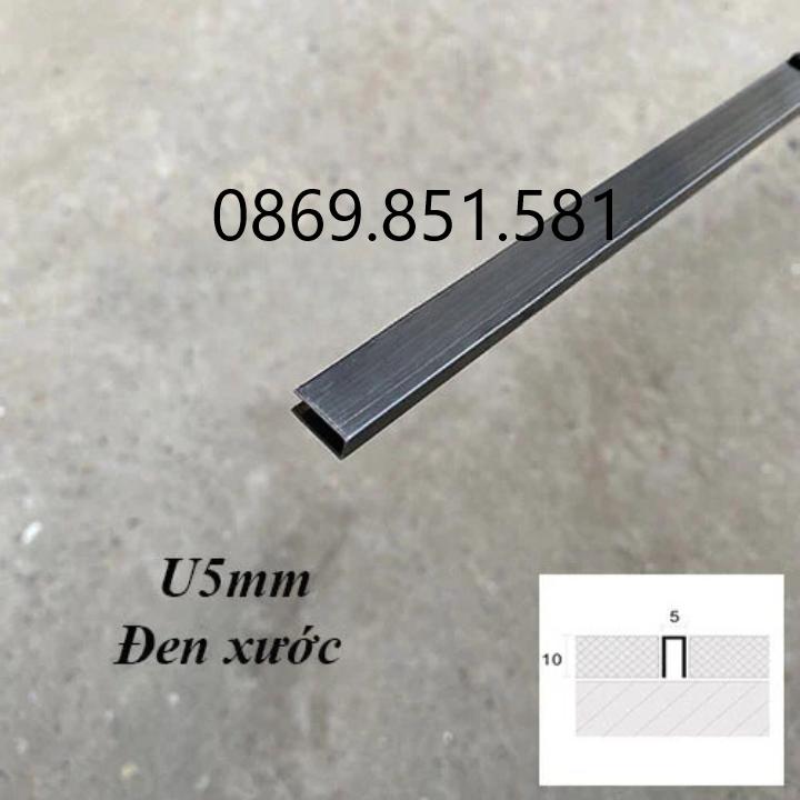 Nẹp inox U màu đen xước, nẹp chữ u inox, nẹp inox ốp gạch, inox304, thanh dài 2m44 dày 0.8li