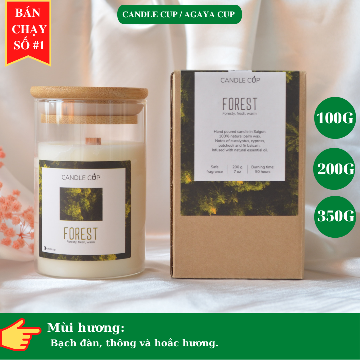 Nến Thơm tự nhiên AGAYA Candle Cup hương bạch đàn, thông và hoắc hương - Mùi FOREST