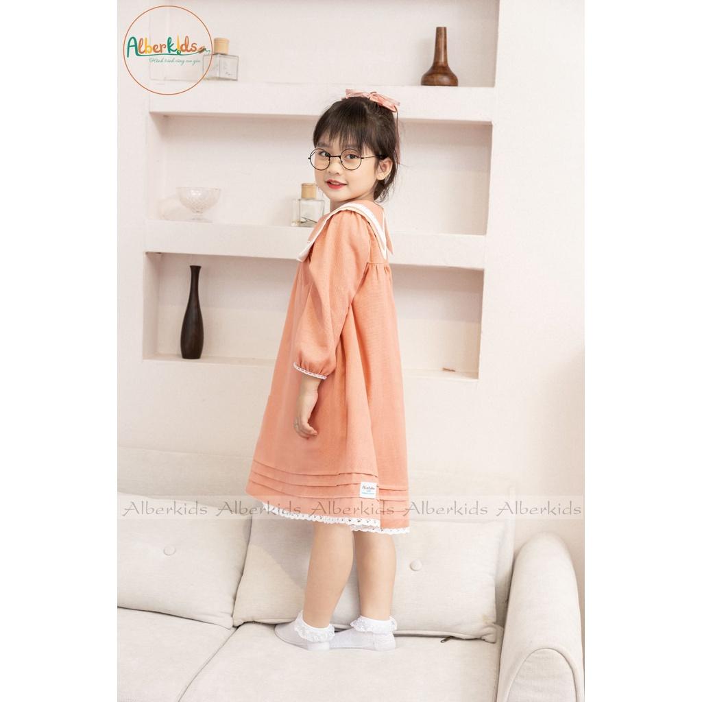 Váy bé gái ALBERKIDS tay dài HỒNG Lola công chúa xinh đẹp cho trẻ em gái từ 2,3,4