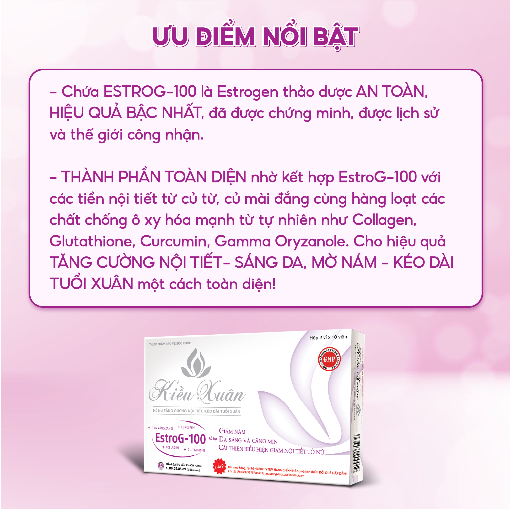 Viên Uống Tăng Cường Nội Tiết KIỀU XUÂN Bổ Sung Collagen Giảm Lão Hóa, Giúp Da Sáng Và Mịn Màng Hơn Hộp 20 Viên