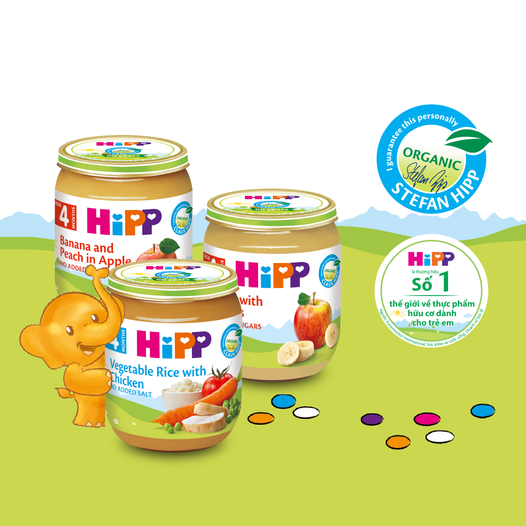 Dinh dưỡng đóng lọ ăn dặm HiPP Organic 125g (vị ngẫu nhiên)