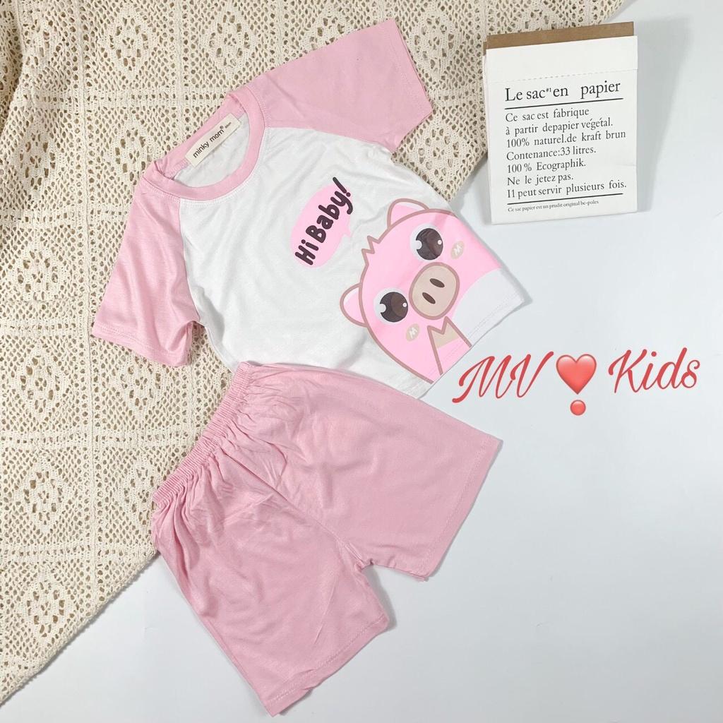 Bộ thun lạnh Minky Mom cộc tay in hoạt hình cho bé trai, bé gái