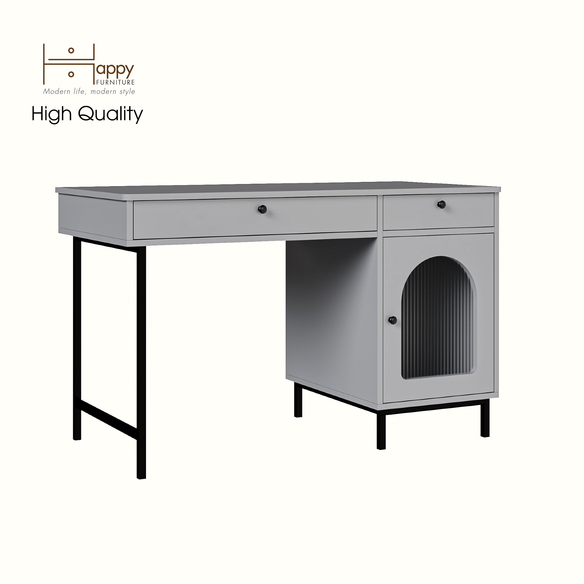 [Happy Home Furniture] SISEEL, Bàn làm việc 2 ngăn kéo - 1 cửa mở chân sắt , 120cm x 59cm x 75cm ( DxRxC), BAN_094