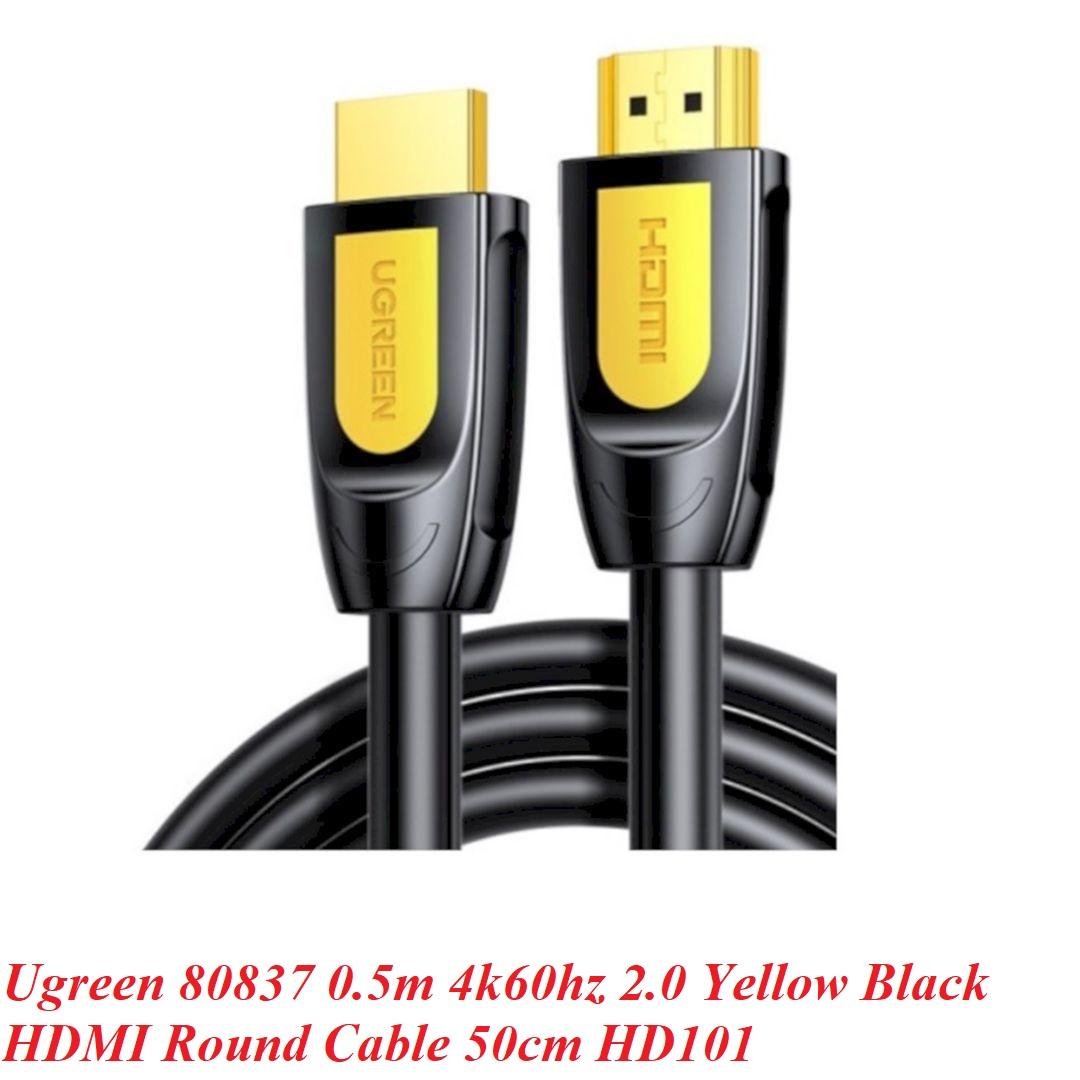 Ugreen UG80837HD101TK 0.5M 4K 60Hz Màu Vàng Đen Cáp tín hiệu HDMI 2.0 - HÀNG CHÍNH HÃNG