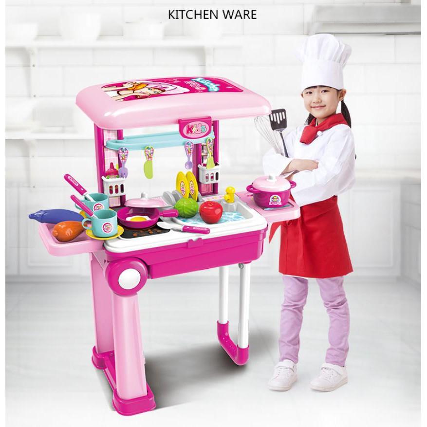 Khuyến mãi - Đồ chơi đồ hàng nấu ăn xếp gọn thành vali Kitchen Ware  cho bé