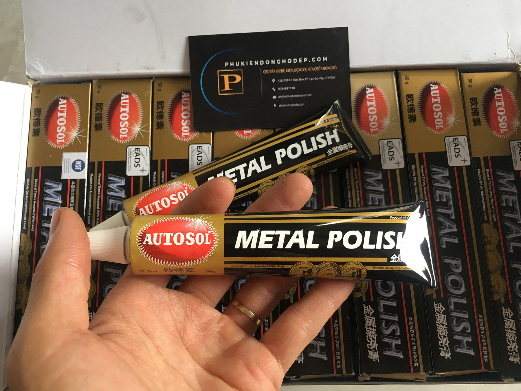 Autosol Metal Polish 50g Kem đánh bóng làm mới kim loại, dây đồng hồ, inox, nhôm