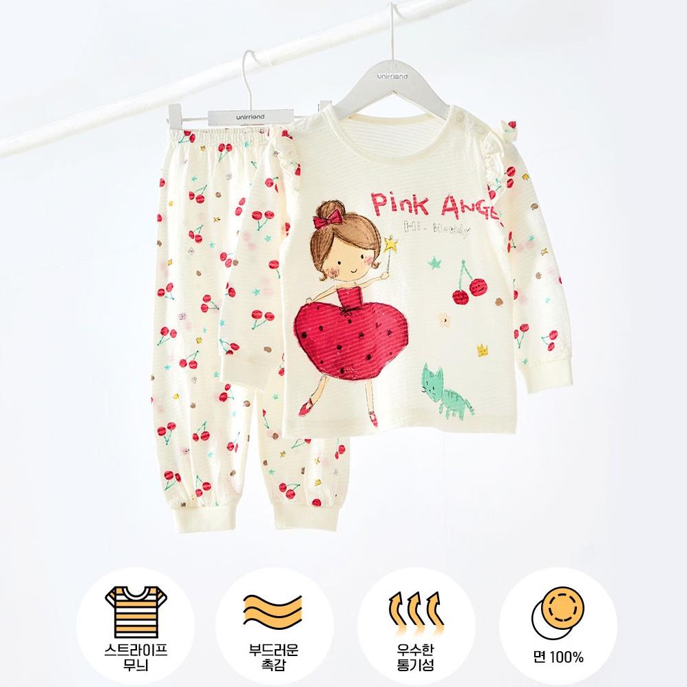Đồ bộ ngủ dài tay mặc nhà thun cotton cho bé gái, bé trai mùa hè Unifriend Hàn Quốc 2022-2