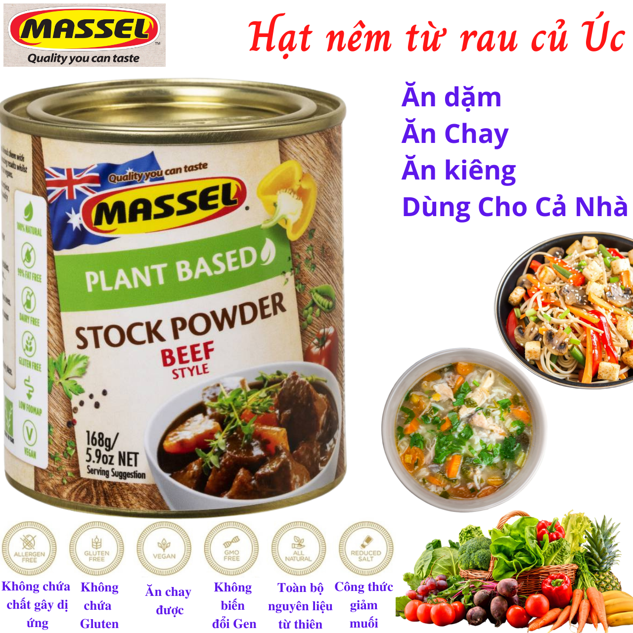 Hình ảnh Hạt nêm Massel Úc 100% Từ Rau Củ, Hương vị Bò - Nấu ăn dặm cho bé, món chay, món mặn, ăn kiêng, phù hợp cho bữa ăn ngon và bảo vệ sức khỏe - Massel Official