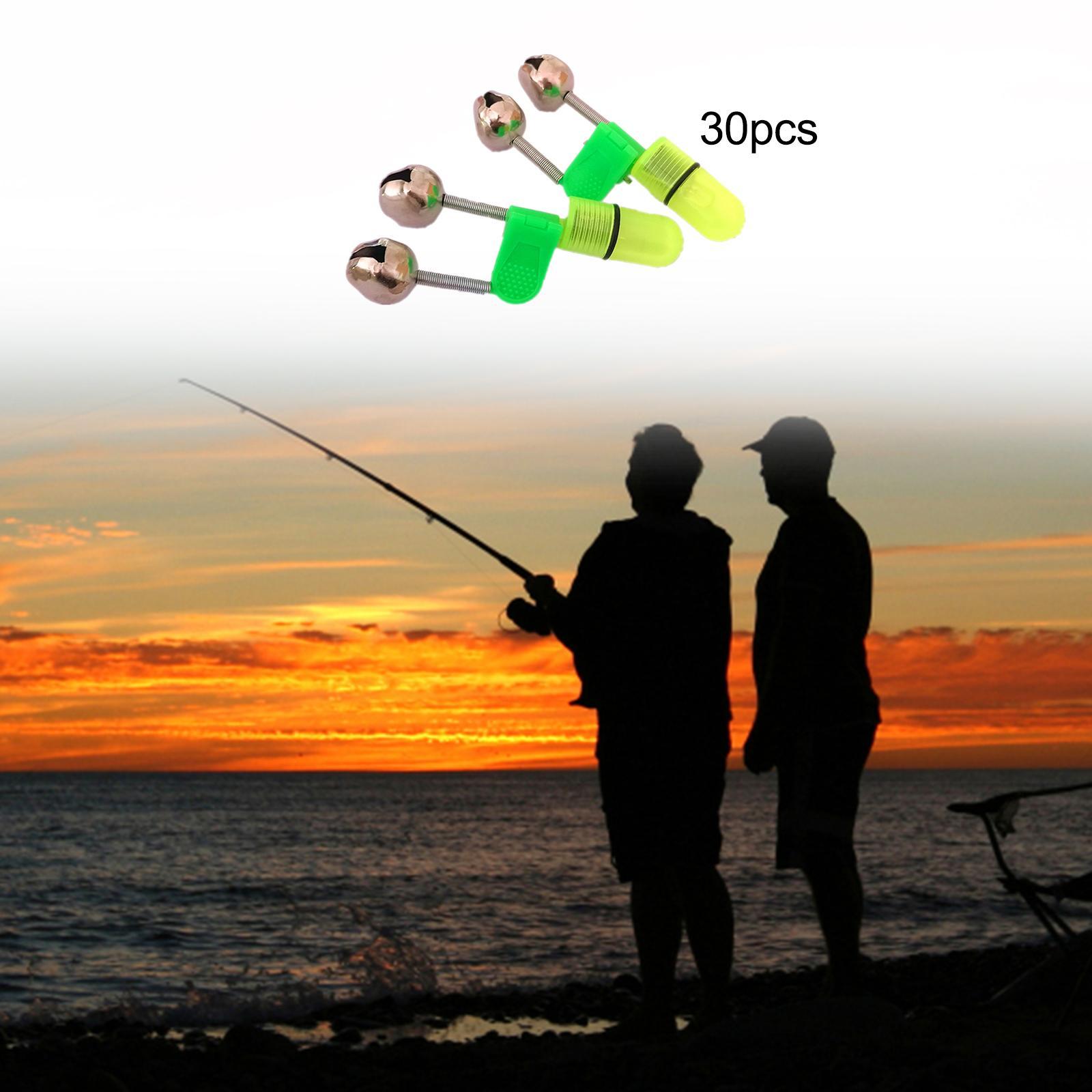 30Pcs Fishing Bells Indicator LED Dual Bells Alarm Clip for Night Fishing