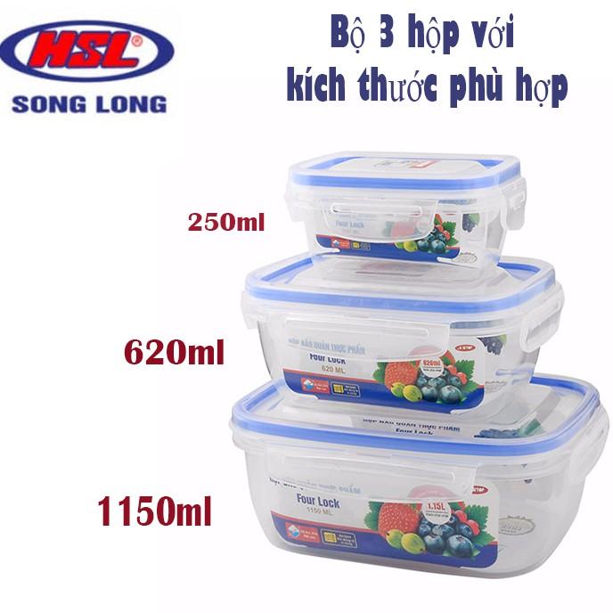 Combo 6 Set 3 hộp trữ đồ đông lạnh - hộp nhựa Song Long (MS: 2508) - br00315