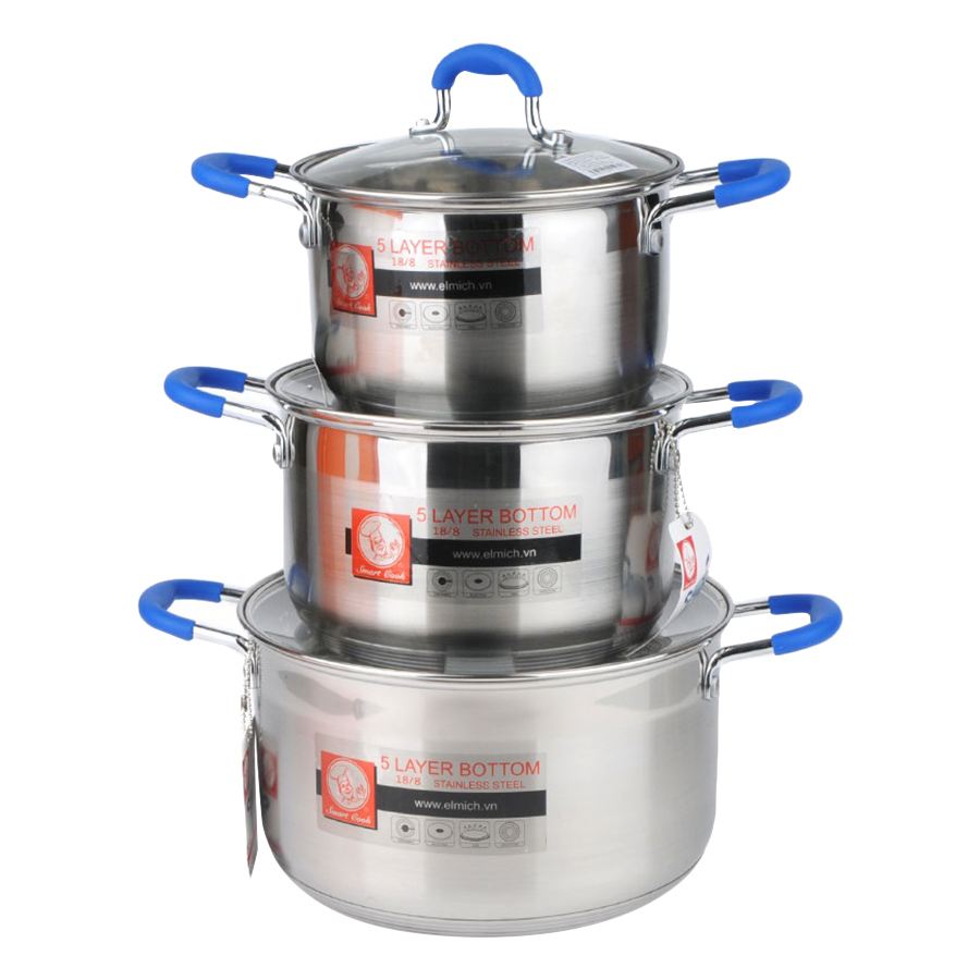 Combo Bộ Nồi Inox Smartcook 2355961 + Chảo Chống Dính Smartcook 2350359E