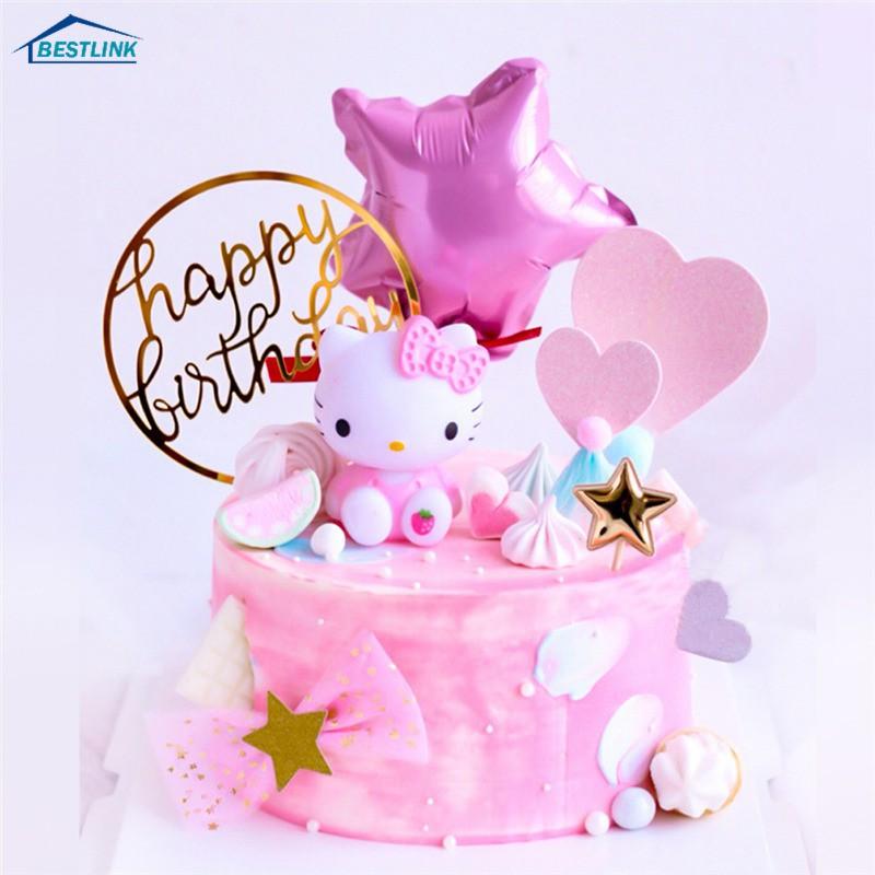 Phụ Kiện Trang Trí Bánh Sinh Nhật Mèo Hello Kitty