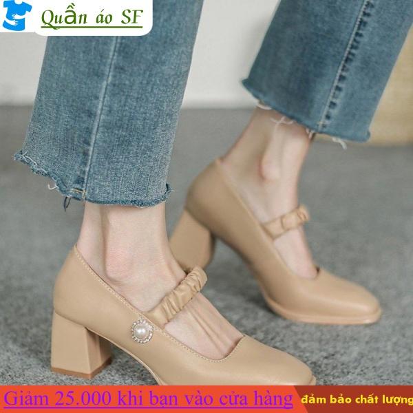 Giày cao gót mũi vuông thời trang xinh xắn cho nữ