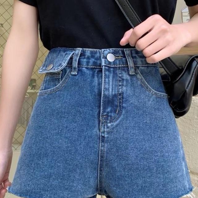 Quần short jean nữ BigSize lưng cao, co dãn mạnh, có túi nắp nhỏ phom ống rộng đang hot trend 3818 molijean