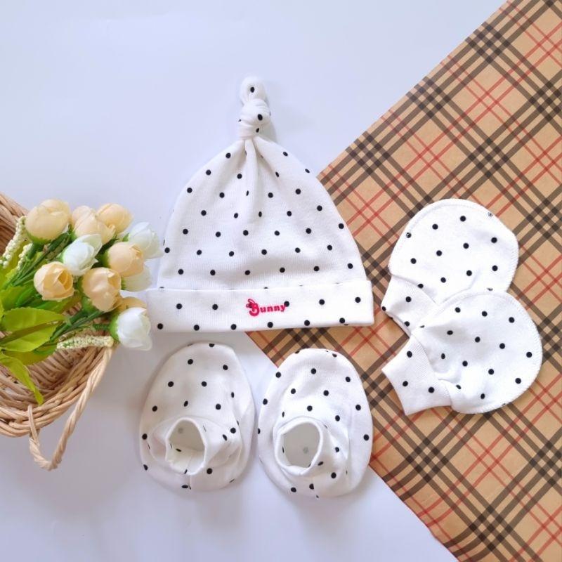 Set Nón - Bao Tay Bao Chân Chất Cotton Mềm mại, Co Giãn - BunnyBaby - Sọc đỏ