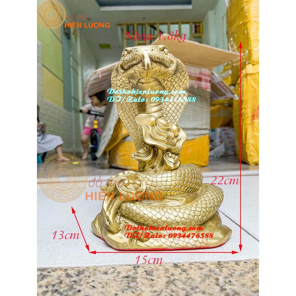 Tượng Rắn Vàng Cuốn Mây Bằng Đồng Thau Nguyên Chất Cao 22cm Đẹp Tinh Xảo