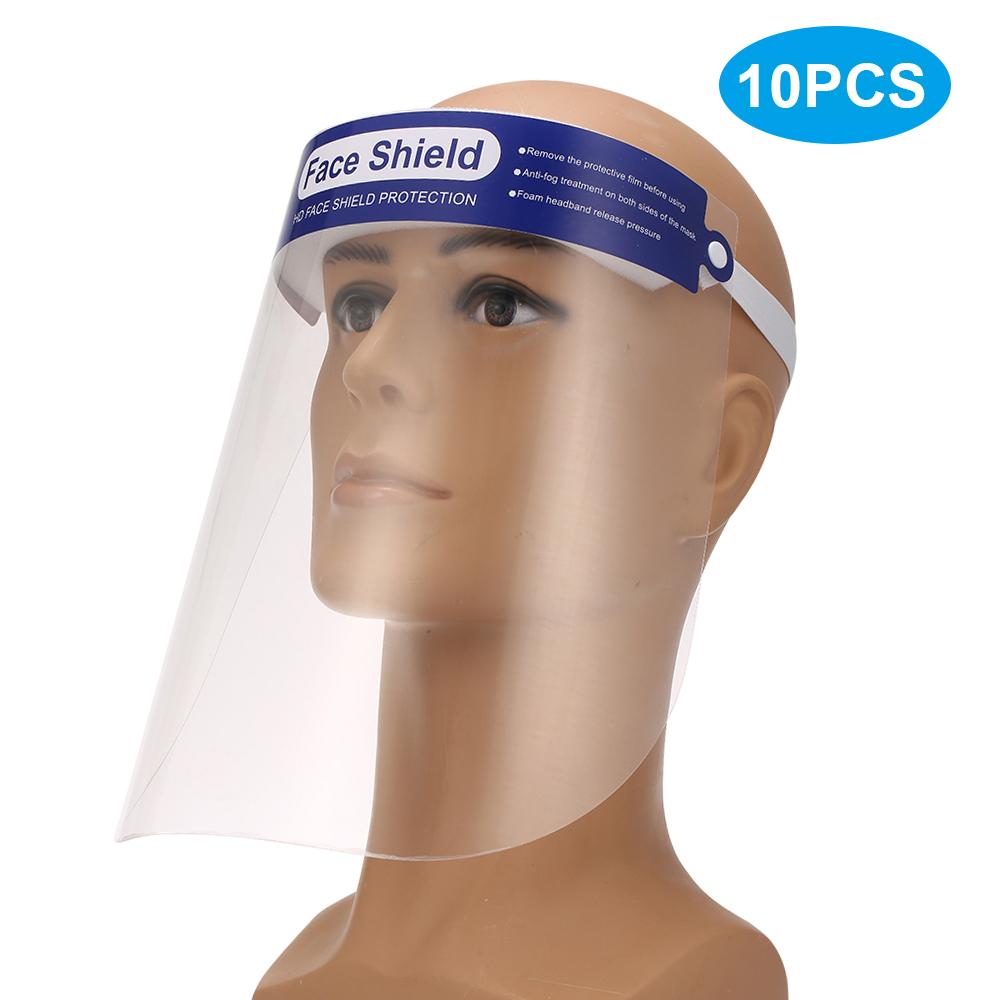 10PCS Protective Face Mask Anti-spitting Isolation Face Shield Fluid Resistant Full Face Mask Transparent Dust-proof