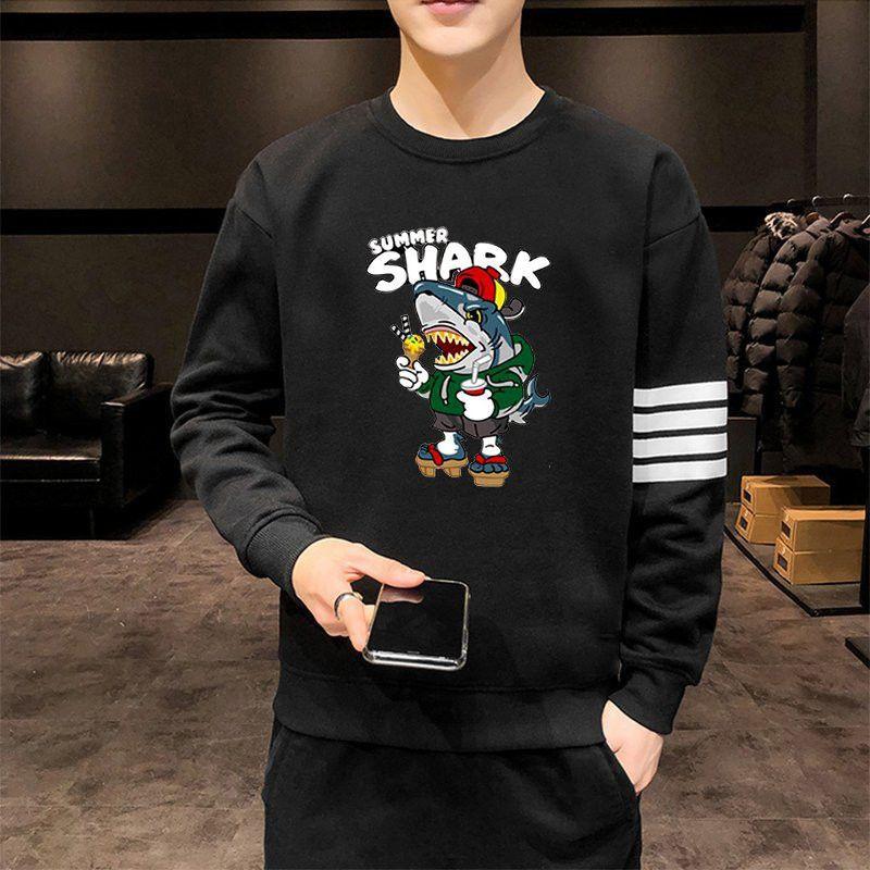Áo Sweater Cổ Tròn Dài Tay NAM Nữ Chất Vải Nỉ Poly Hàng Freesize 1 Cỡ Dáng Rộng Dưới 65kg Mặc Vừa (Sumer Shark Cá Mập )