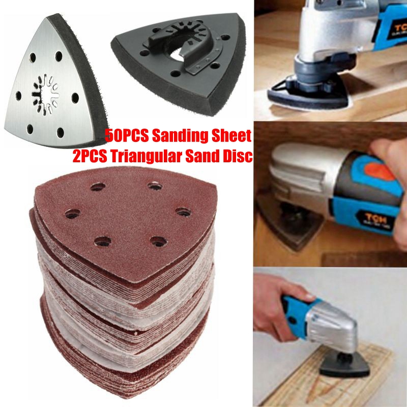 50pcs/Set 140x90mm Palm Sander Hook And Loop 6 Holes Sandpaper Sanding Disc Tool 