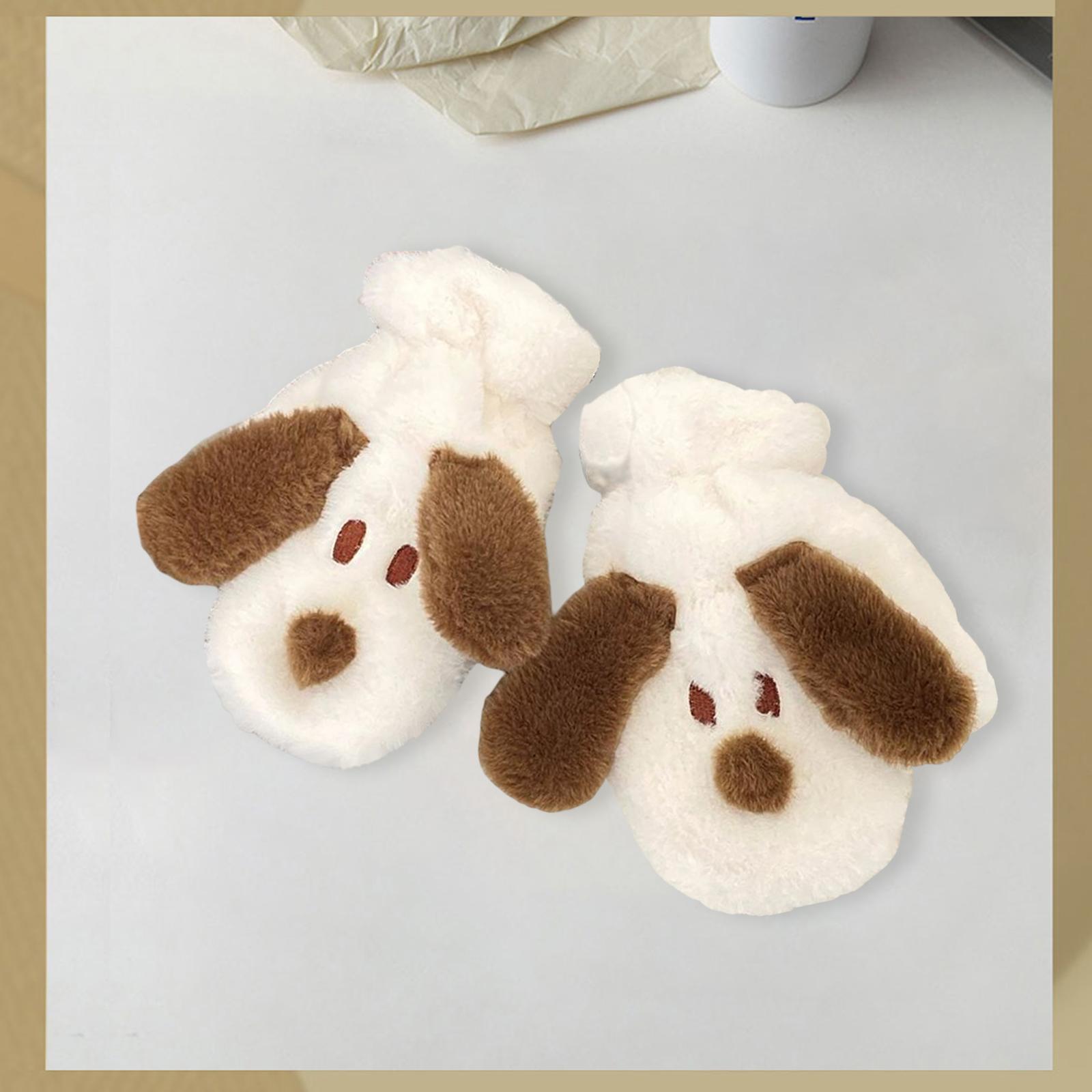 Women's Cute Plush Gloves Warm Windproof Soft for Winter Cycling