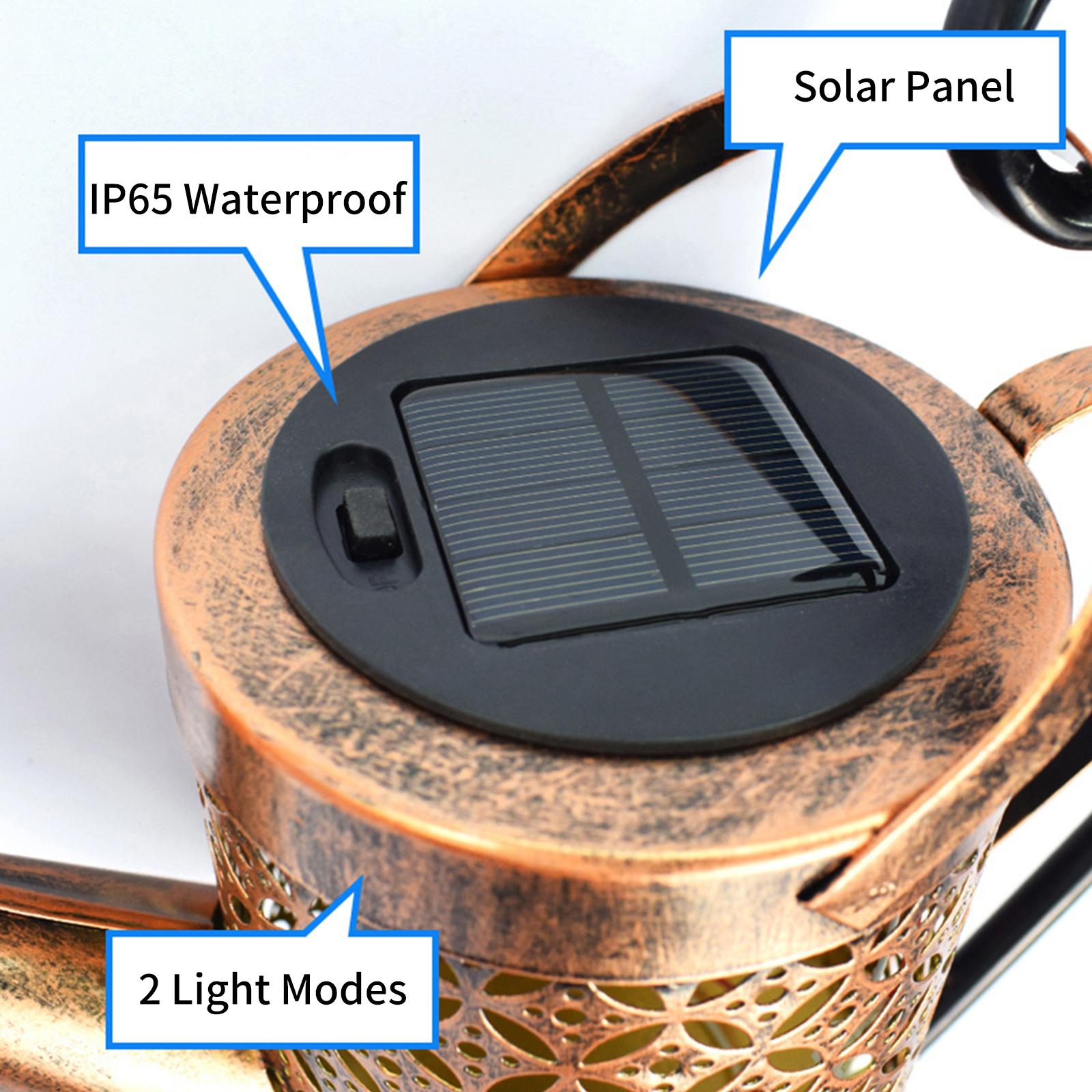 Metal Solar Stakes Lights LED Hollow Solar Landscape Lights Waterproof Outdoor Retro Kettle Lantern Stake Light