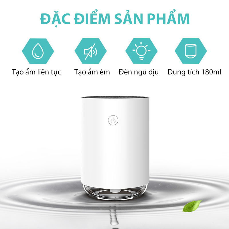 Máy phun sương tạo ẩm xông tinh dầu, ánh sáng LED đèn ngủ không ồn Hàng nội địa trung- MPS02