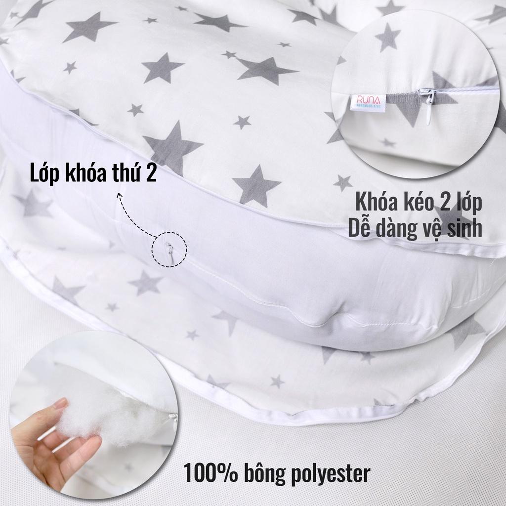 Gối chống trào ngược dạ dày cao cấp cho bé RUNA KIDS cotton Hàn đẹp họa tiết dễ thương an toàn cho bé size lớn 65x70cm