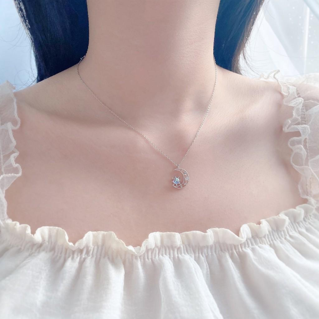Dây Chuyền Bạc Blue Peach Moon Star Diamond DC594