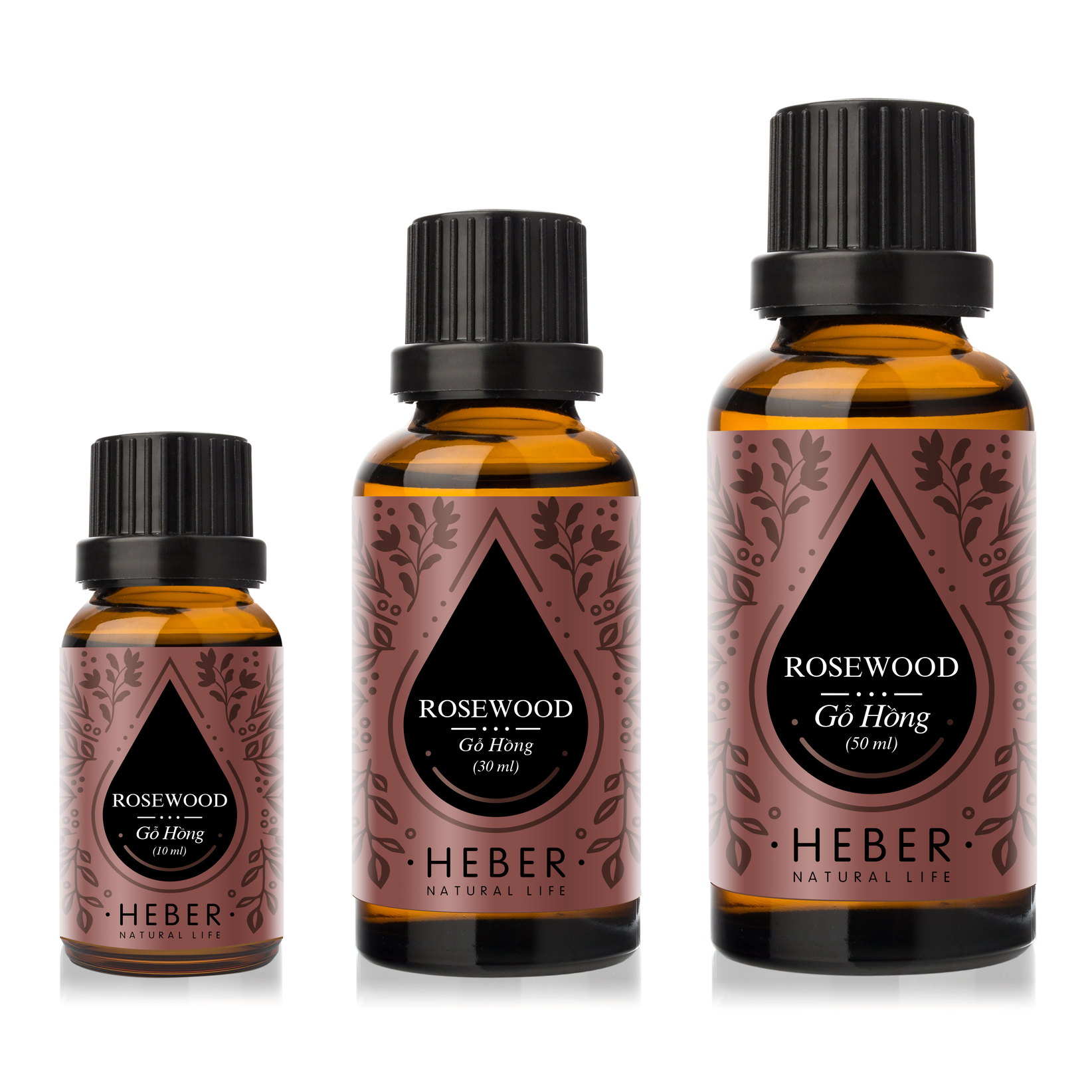 Tinh Dầu Gỗ Hồng Rosewood Essential Oil Heber | 100% Thiên Nhiên Nguyên Chất Cao Cấp | Nhập Khẩu Từ Ấn Độ | Kiểm Nghiệm Quatest 3 | Xông Thơm Phòng | Hương Dịu Nhẹ